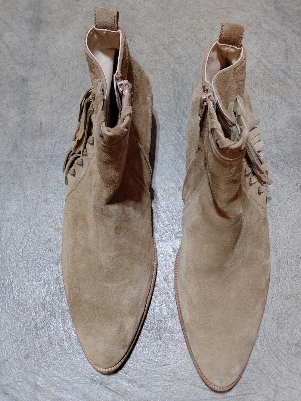 PAUL GREEN Women's Tan Suede Ankle Boot with Side Tassel  Size 5